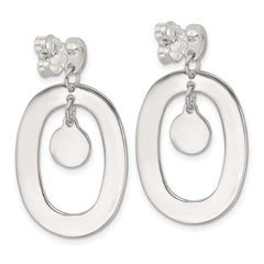 QE18007 Sterling Silver Open Oval with Mother of Pearl Dangle Post Earrings