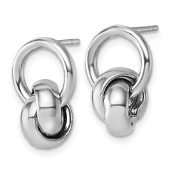QE18013 Sterling Silver Rhodium-plated Polished Love Knot Dangle Post Earrings