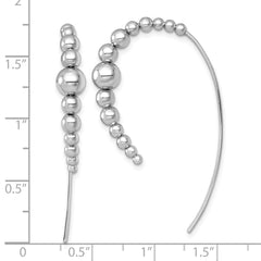 QE18018 Sterling Silver Rhodium-plated Polished Graduated Beads Threader Earrings