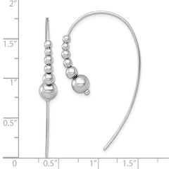 QE18019 Sterling Silver Rhodium-plated Polished Graduated Beads Threader Earrings