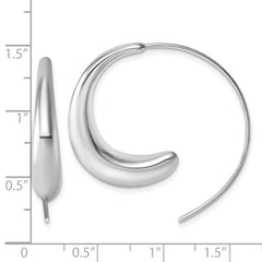 QE18020 Sterling Silver Rhodium-plated Polished Graduated Circle Threader Earrings