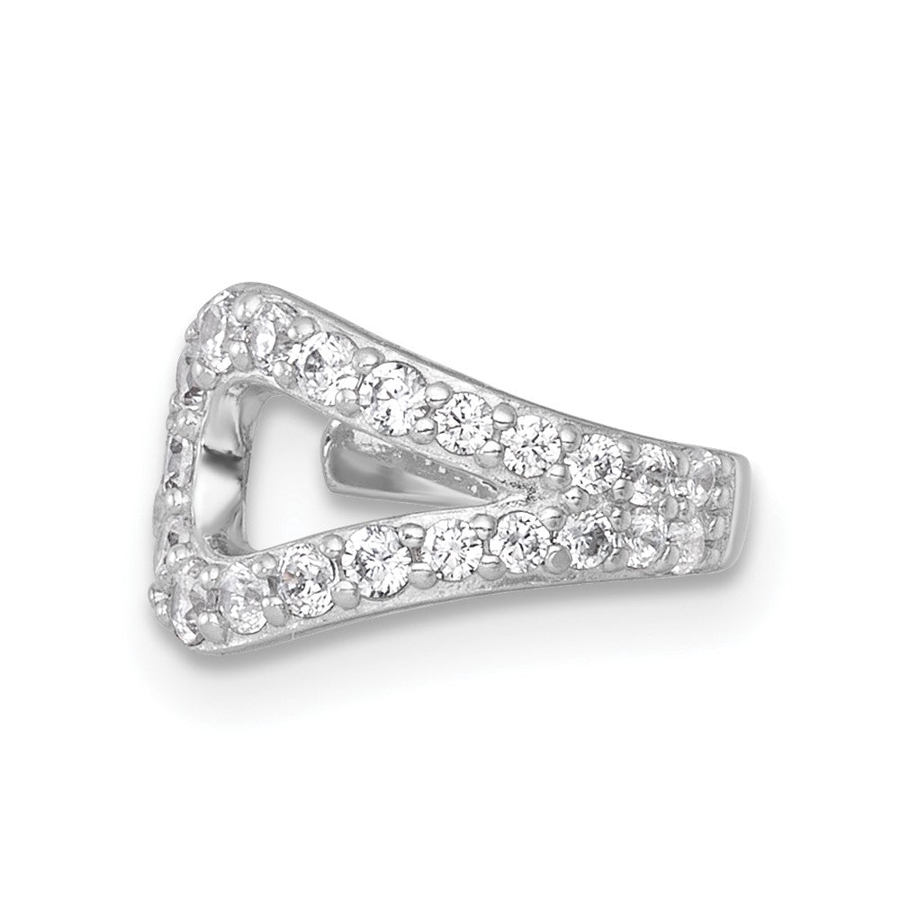 QE18028 Sterling Silver Rhodium-plated Polished CZ Single Ear Cuff