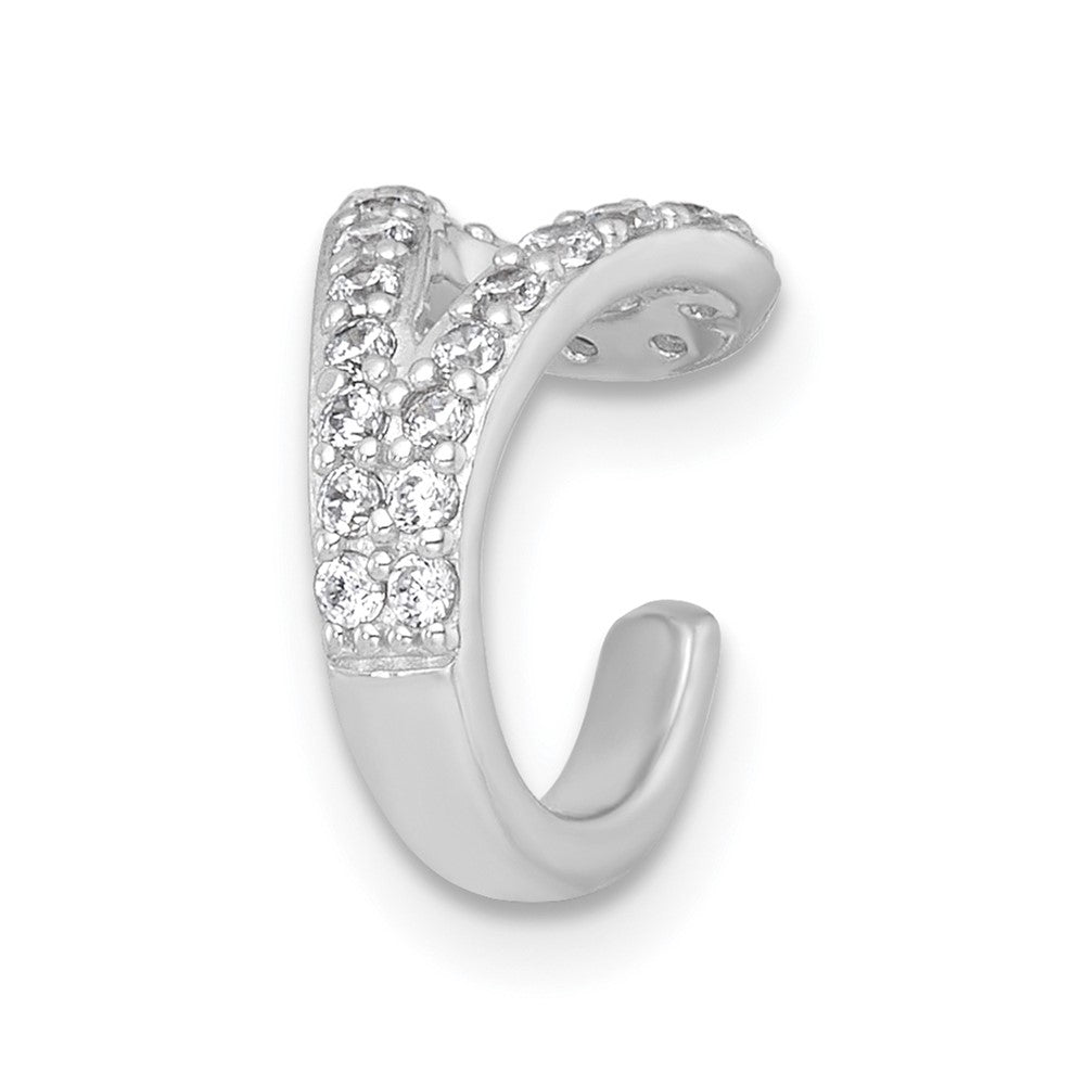 QE18028 Sterling Silver Rhodium-plated Polished CZ Single Ear Cuff