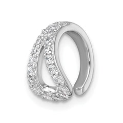 QE18028 Sterling Silver Rhodium-plated Polished CZ Single Ear Cuff