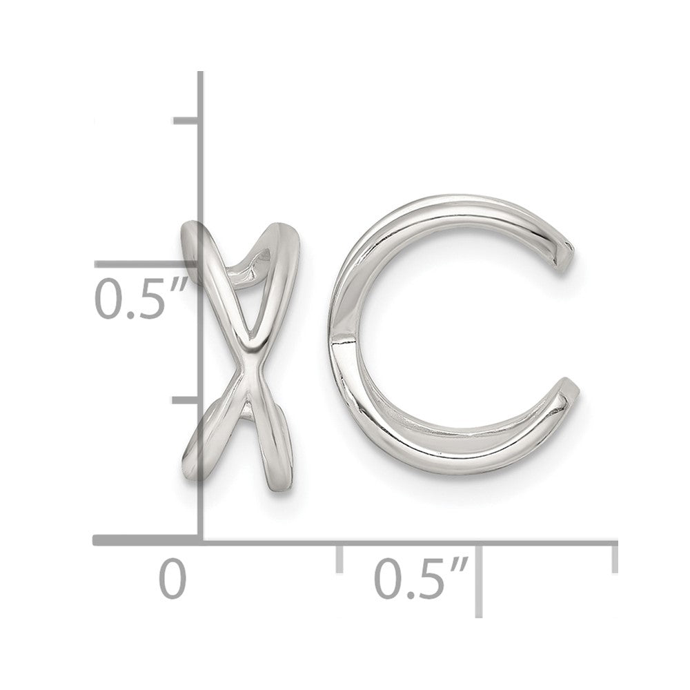 QE18029 Sterling Silver Polished -X- Criss Cross Pair of Ear Cuffs