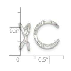 QE18029 Sterling Silver Polished -X- Criss Cross Pair of Ear Cuffs