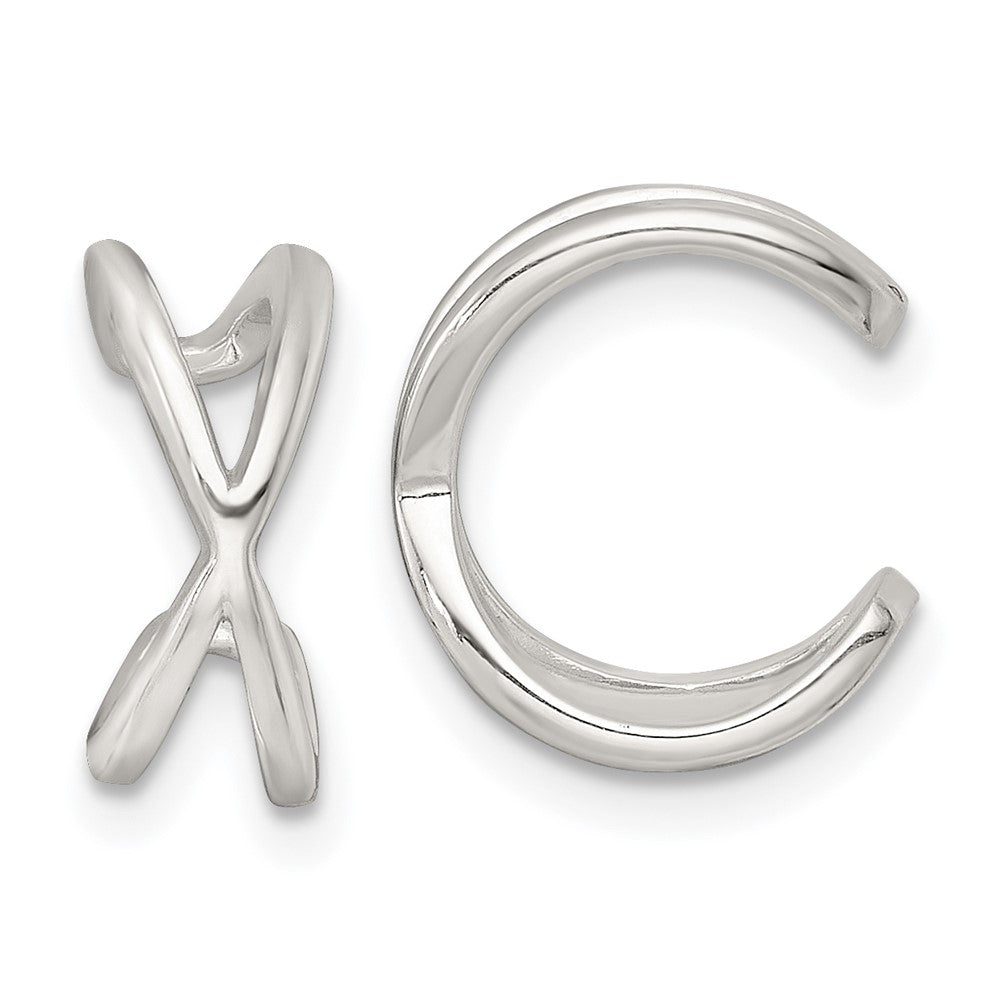 QE18029 Sterling Silver Polished -X- Criss Cross Pair of Ear Cuffs