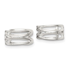 QE18030 Sterling Silver Polished Double Criss Cross Pair of Ear Cuffs