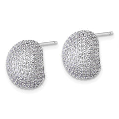 QE18087 Sterling Silver Rhodium-plated CZ Pave Polished Post Earrings