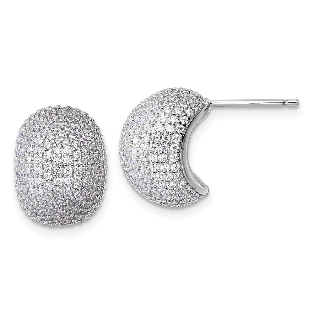 QE18087 Sterling Silver Rhodium-plated CZ Pave Polished Post Earrings