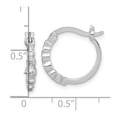 QE18108 Sterling Silver Rhodium-plated Graduated CZ Hoop Earrings