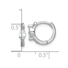 QE18113 Sterling Silver Rhodium-plated Polished Round and Marquise CZ Round Hinged Hoop Earrings
