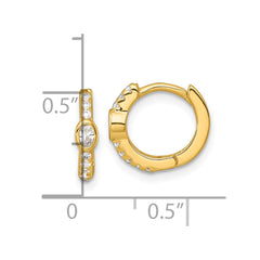 QE18117GP Sterling Silver Gold-tone Polished Round and Oval CZ Round Hinged Hoop Earrings