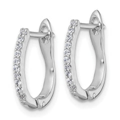 QE18121 Sterling Silver Rhodium-plated Polished CZ Hoop Earrings