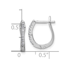 QE18121 Sterling Silver Rhodium-plated Polished CZ Hoop Earrings