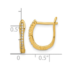 QE18121GP Sterling Silver Gold-tone Polished CZ Hoop Earrings