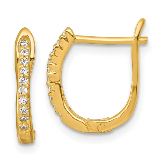 QE18121GP Sterling Silver Gold-tone Polished CZ Hoop Earrings