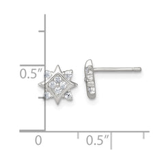 QE18215 Sterling Silver Polished CZ Star Post Earrings