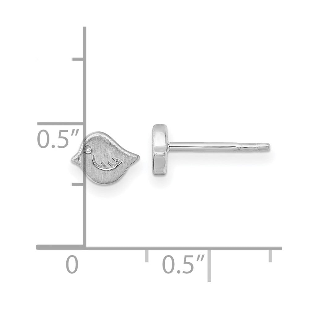 QE18289 Sterling Silver Rhodium-plated Brushed Little Bird Post Earrings