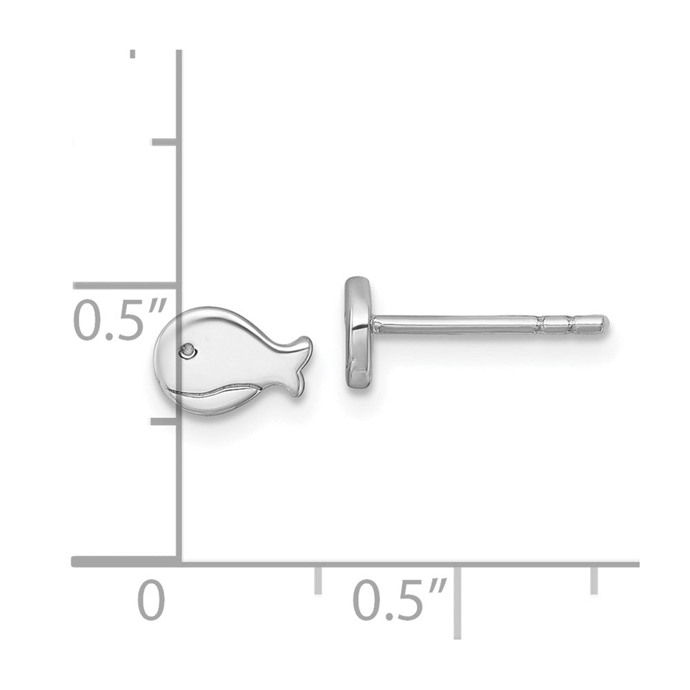 QE18296 Sterling Silver Rhodium-plated Polished Whale Post Earrings