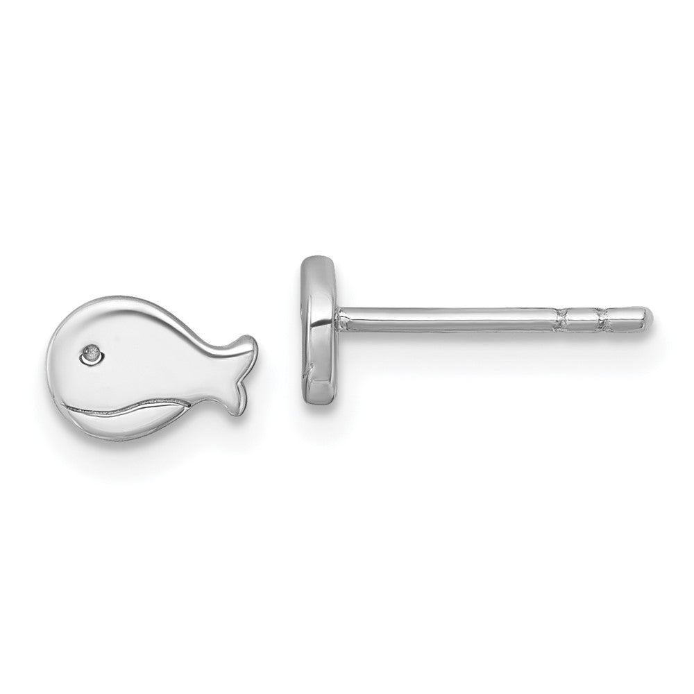 QE18296 Sterling Silver Rhodium-plated Polished Whale Post Earrings