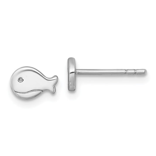 QE18296 Sterling Silver Rhodium-plated Polished Whale Post Earrings