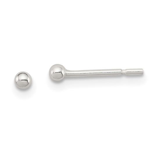 QE1829 Sterling Silver Polished 2mm Ball Earrings