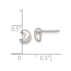 QE18307 Sterling Silver Polished Puffed Moon Childrens Post Earrings
