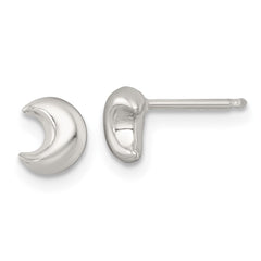 QE18307 Sterling Silver Polished Puffed Moon Childrens Post Earrings