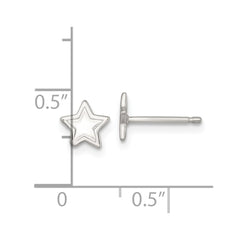 QE18308 Sterling Silver Polished and Grooved Star Childrens Post Earrings