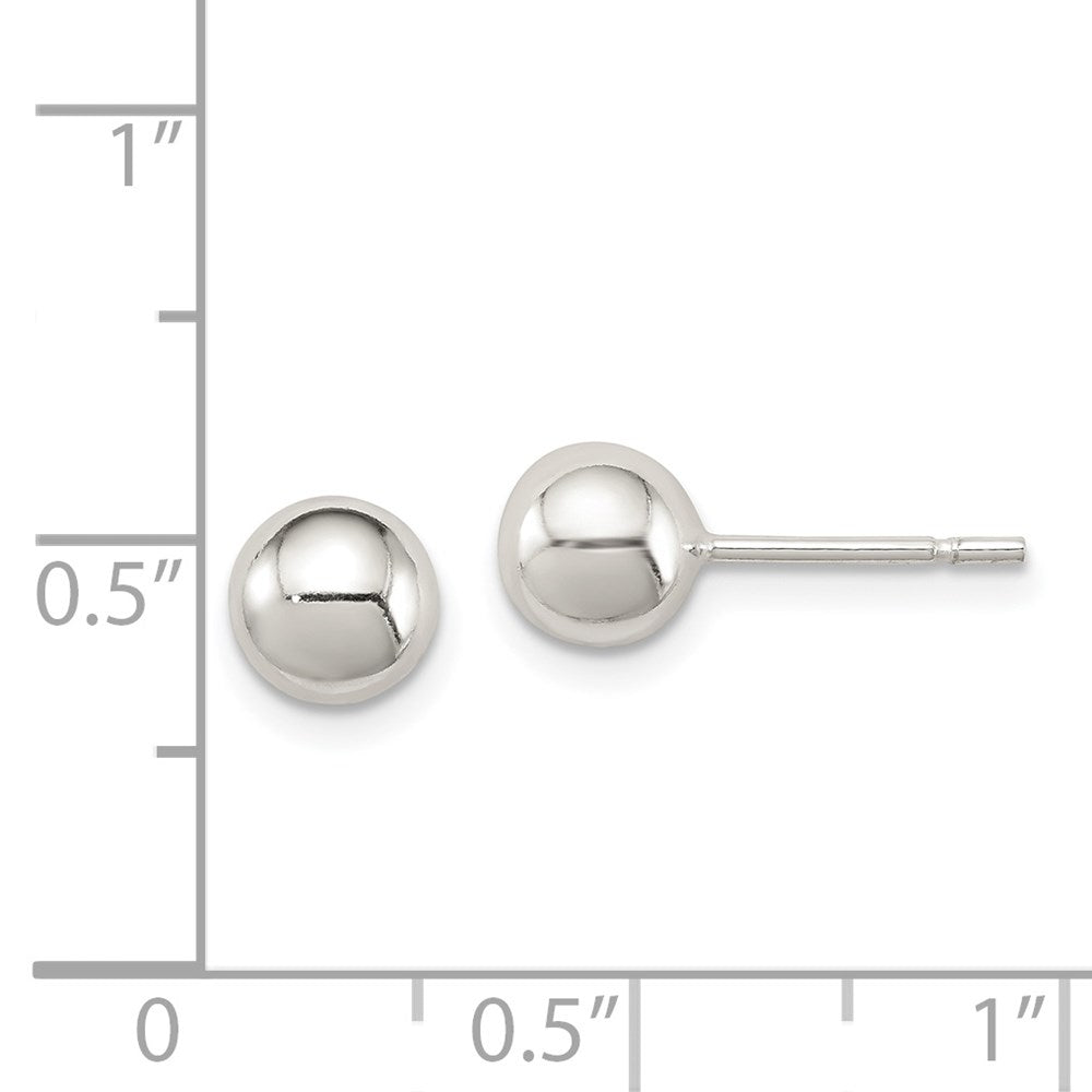 QE1831 Sterling Silver Polished 6mm Ball Earrings