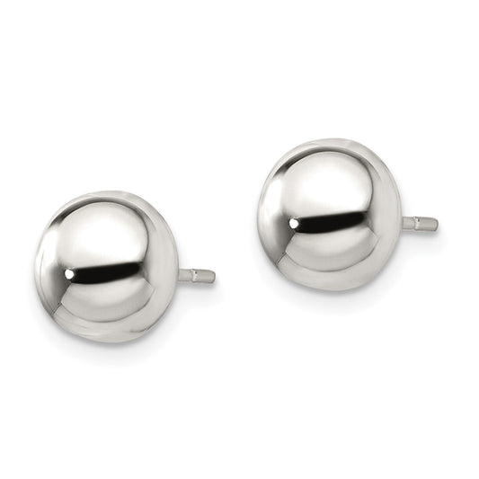 QE1836 Sterling Silver Polished 8mm Button Earrings