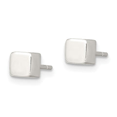 QE1837 Sterling Silver Polished 4mm Square Cube Earrings