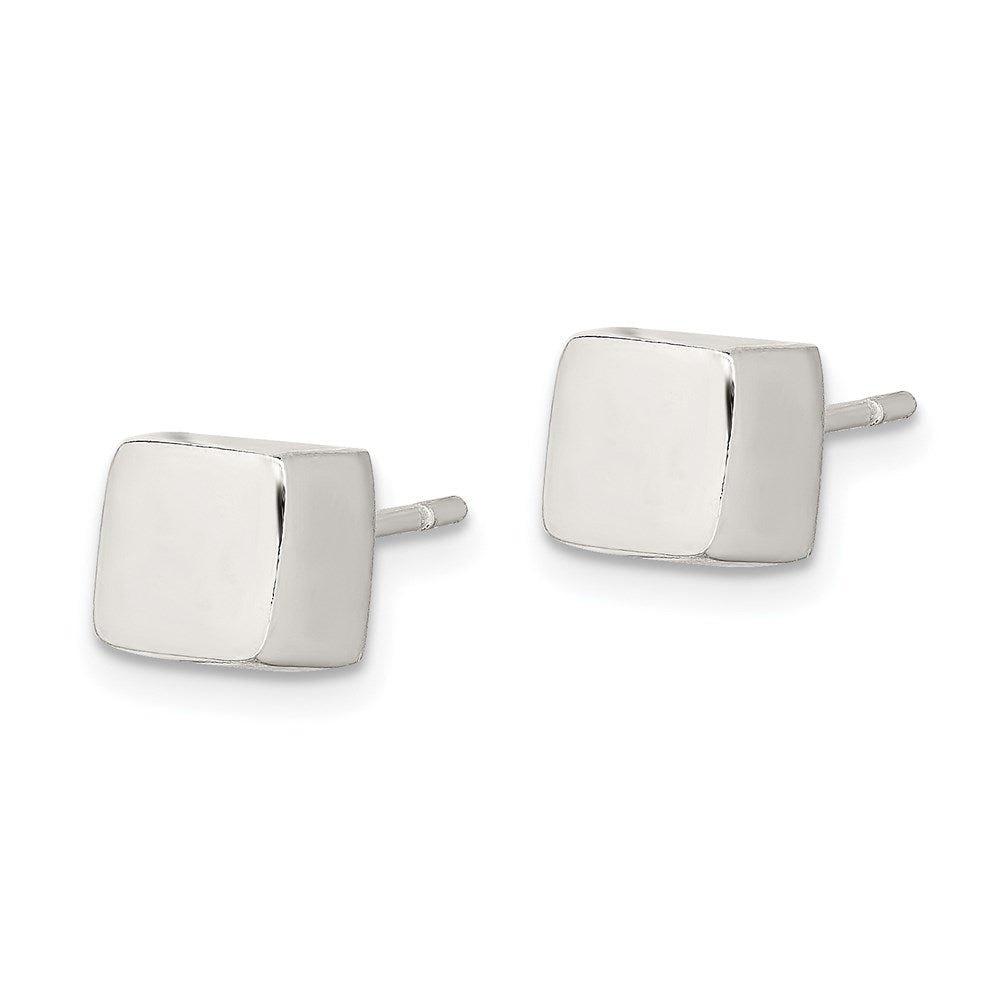 QE1838 Sterling Silver Polished 6mm Square Cube Earrings