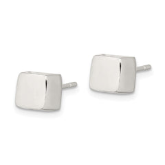 QE1838 Sterling Silver Polished 6mm Square Cube Earrings