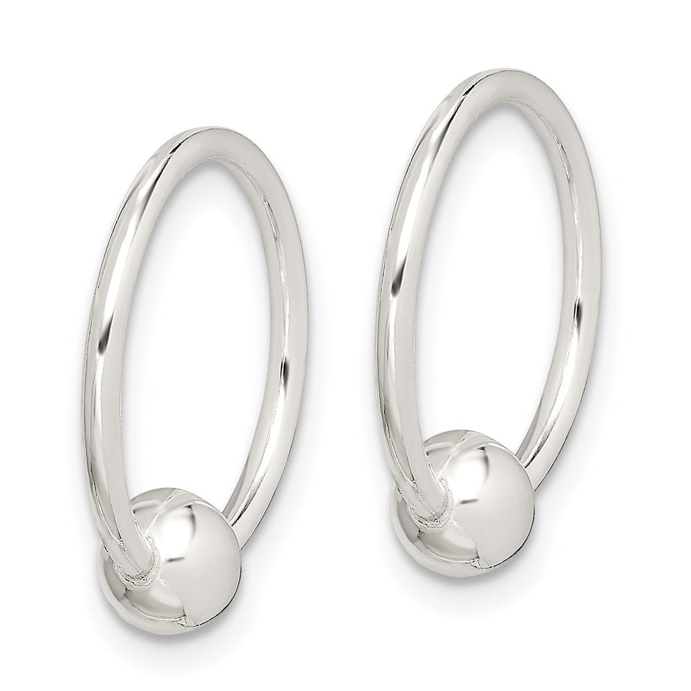 QE1855 Sterling Silver Bead Endless Hoop Earrings