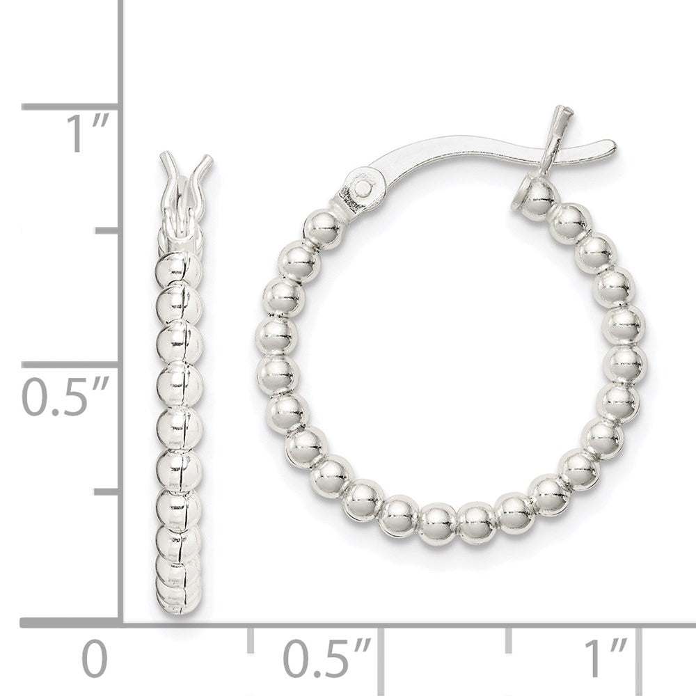 QE1969 Sterling Silver Polished Beaded 2mm Hoop Earrings