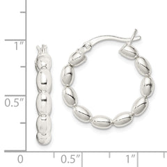 QE1972 Sterling Silver Polished Beaded Hoop Earrings