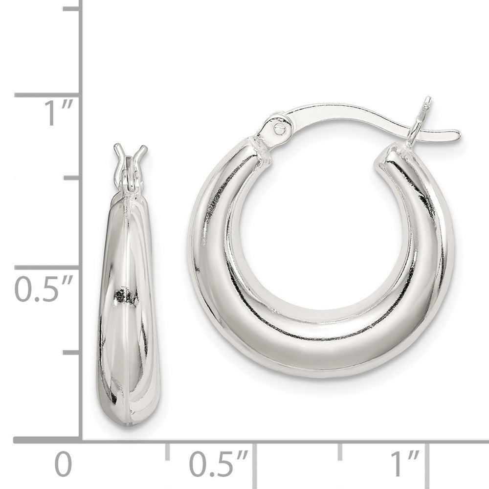 QE1996 Sterling Silver Polished & Tapered Round Hoop Earrings