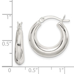 QE1996 Sterling Silver Polished & Tapered Round Hoop Earrings