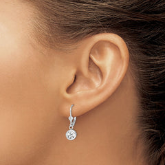 QE2041CZ Sterling Silver Rhodium Plated 6mm Round CZ Leverback Earrings