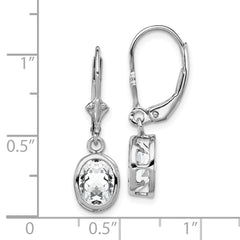 QE2044CZ Sterling Silver Rhodium Plated 8x6mm Oval CZ Leverback Earrings