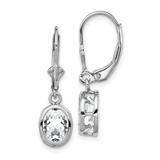QE2044CZ Sterling Silver Rhodium Plated 8x6mm Oval CZ Leverback Earrings