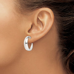 QE232 Sterling Silver Rhodium-plated Fancy J-Hoop Post Earrings