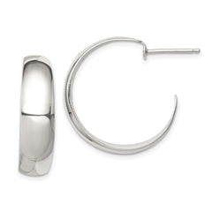 QE232 Sterling Silver Rhodium-plated Fancy J-Hoop Post Earrings