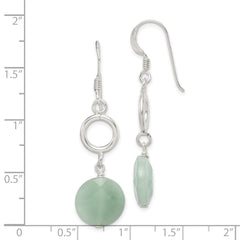 QE2370 Sterling Silver Polished Amazonite Circle Dangle Earrings
