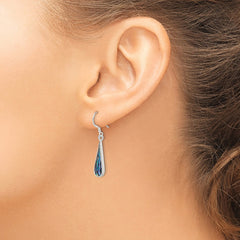 QE2621 Sterling Silver Polished Abalone Teardrop Dangle Earrings