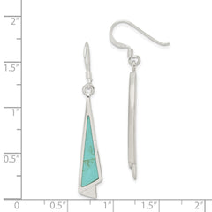 QE2629 Sterling Silver Polished Fancy Triangle Turquoise Dangle Earrings
