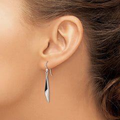 QE2726 Sterling Silver Polished Onyx & Mother of Pearl Dangle Earrings