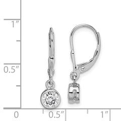 QE294 Sterling Silver Rhodium-plated Polished Round 5mm CZ Leverback Earrings